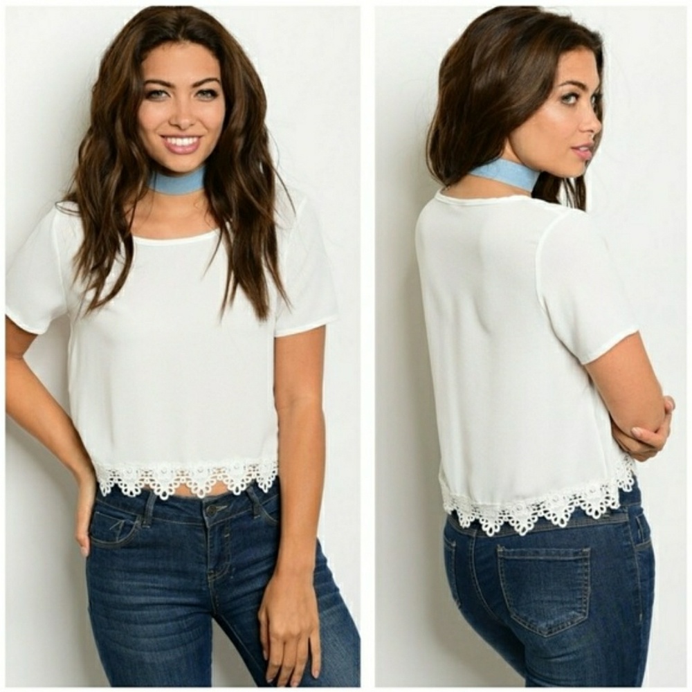 🌸Host Pick!🌼   Crochet Lace Trim Top